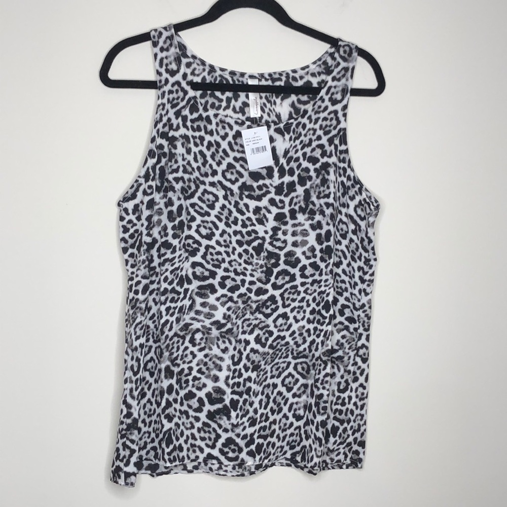 NWT Loveappella Black+Gray Animal Print Tank Top